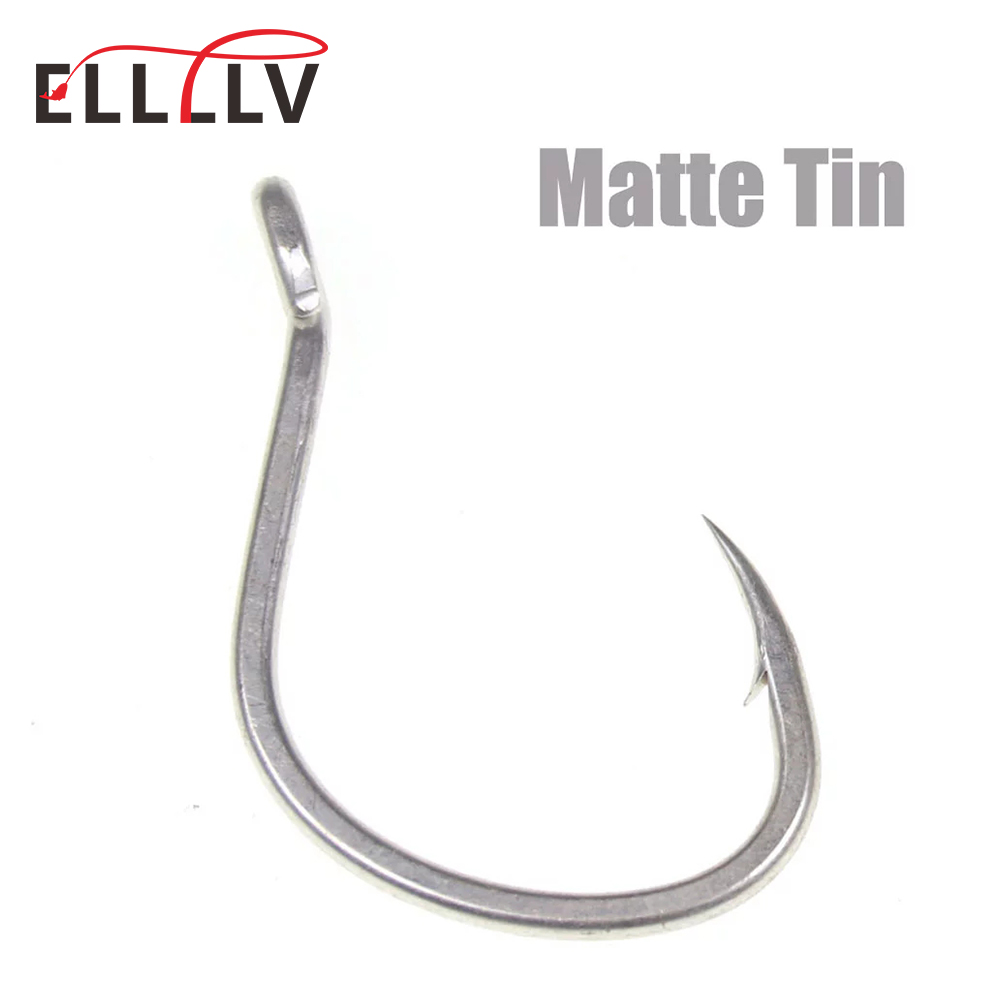 Fishing Hook Offset - 10 pièces mat étain antirouille hameçons