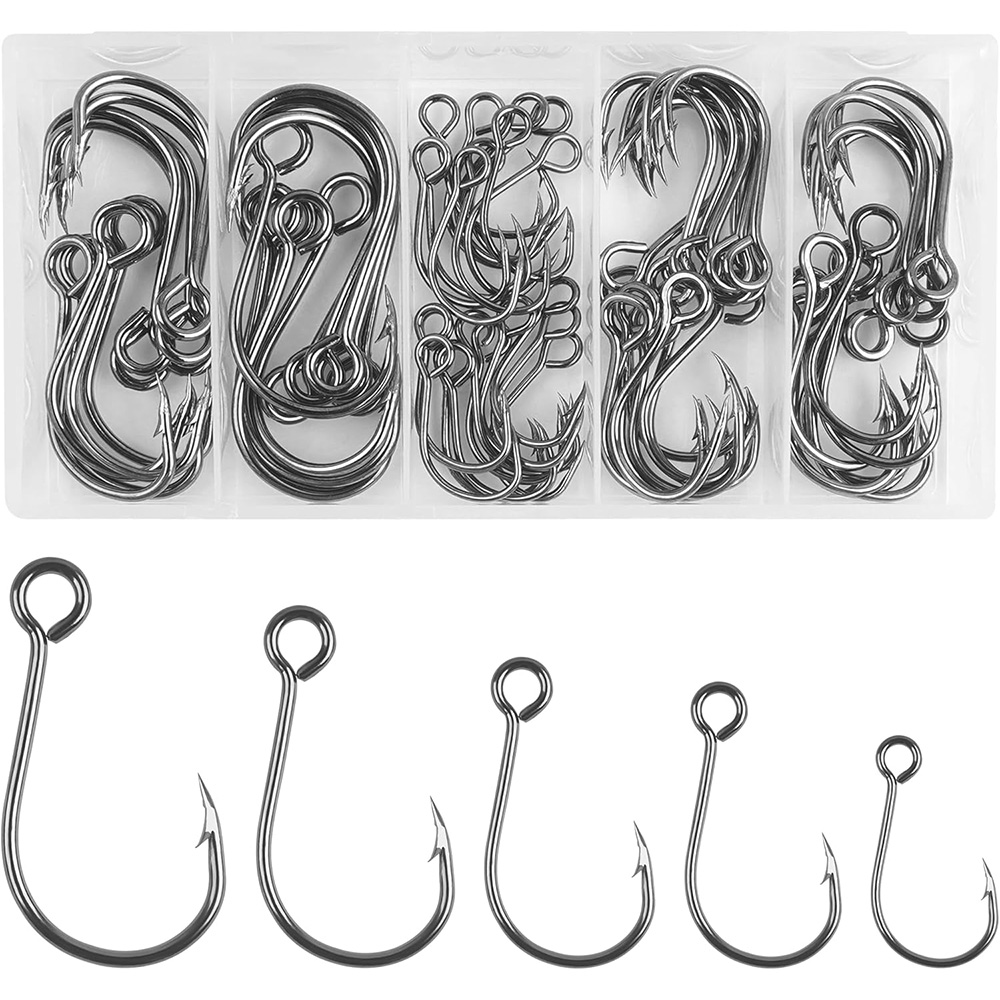Fishing Hook Offset - 70 pièces crochets simples de pêche