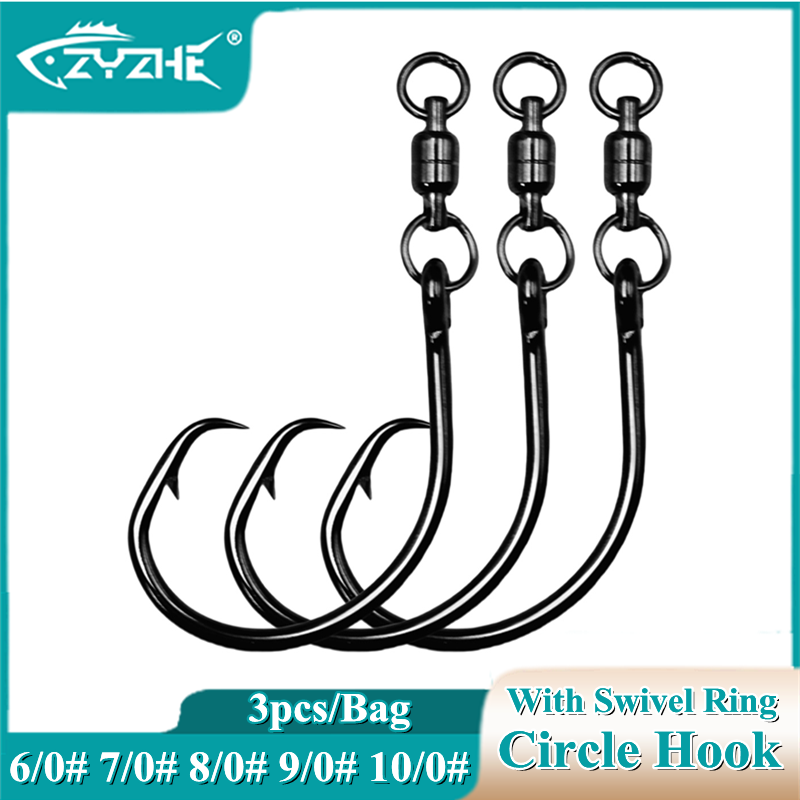 Fishing Hook Offset - ZYZHE 3/6/9pcs Hameçons circulaires avec anneau