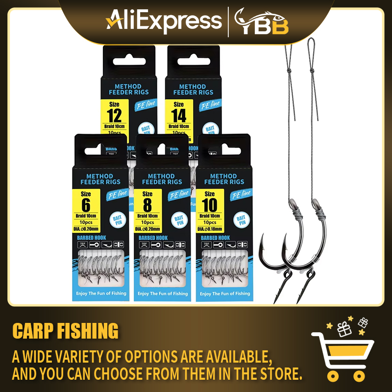 Fishing Hook Assortment - Méthode Feeder Rigs avec hameçons barbelés
