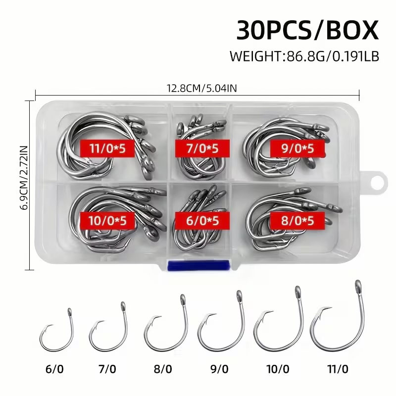 30 pièces/boîte hameçons de pê - Fishing Hook Circle avis et prix