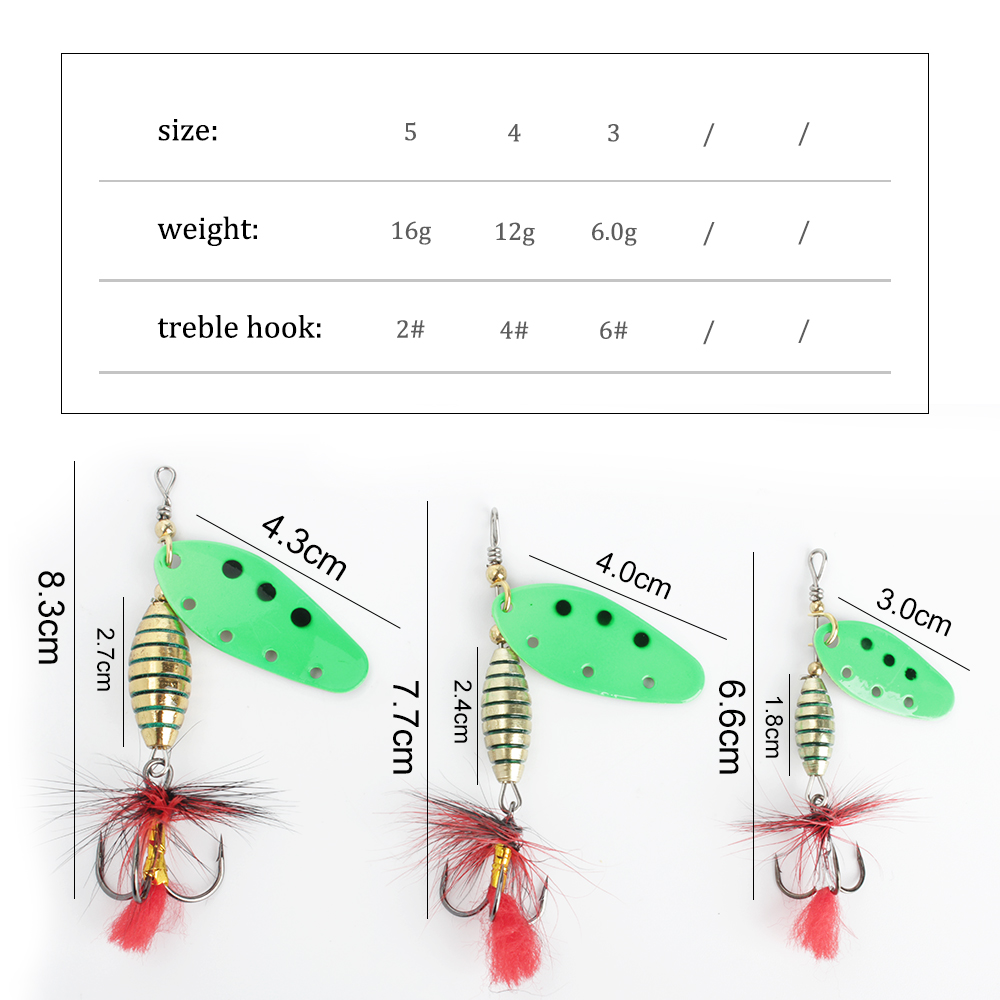 FTK 6g 12g 16g métal Spinner a - Fishing Hook Treble avis et prix