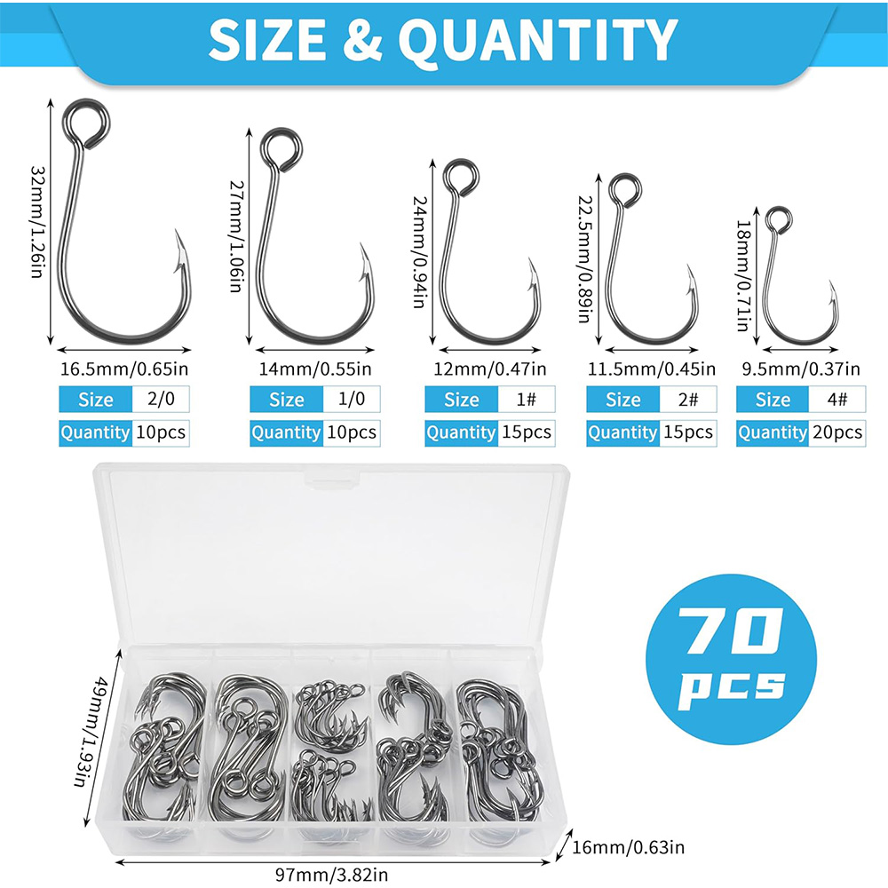70 pièces crochets simples de  - Fishing Hook Offset avis et prix