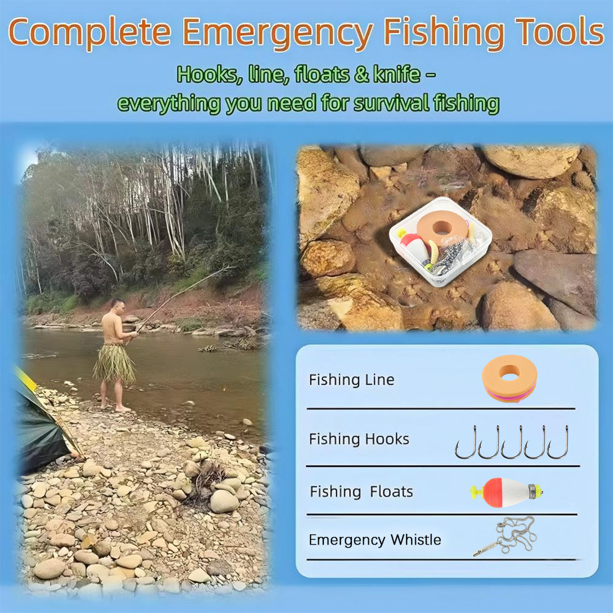 Kit de pêche d'urgence portabl - Fishing Hook Box avis et prix
